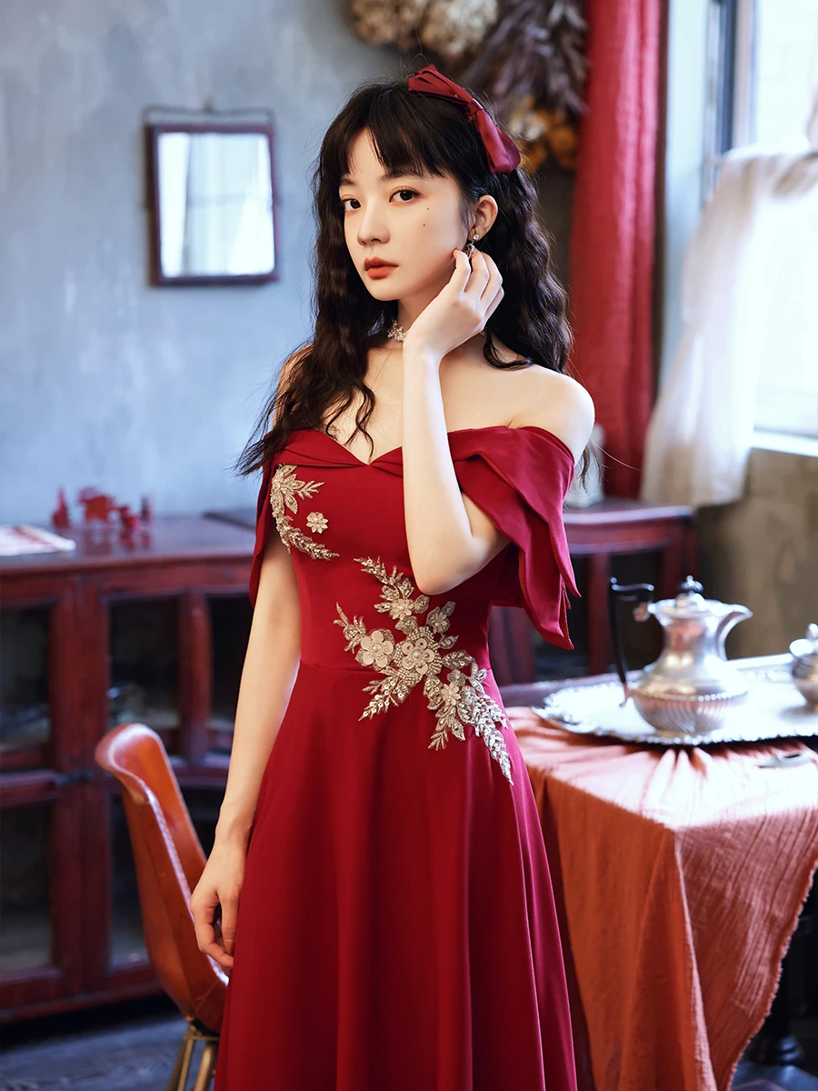 

Элегантное свадебное платье на одно плечо с коротким рукавом, завышенной талией, облегающее, длинное, для свадебного приема и церемонии возвращения домой