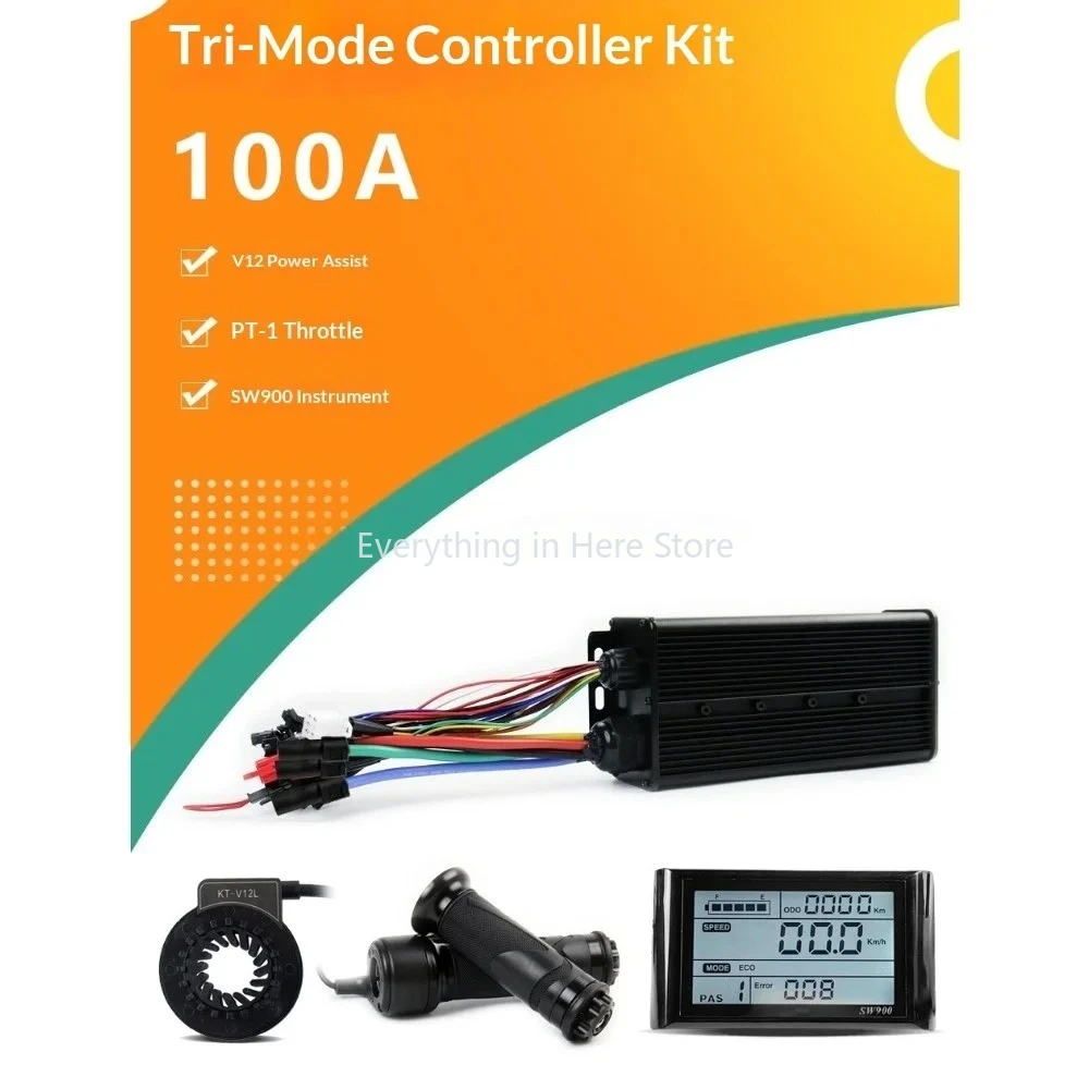 

Modified Bicycle Controller Kit 48V-72V100AXT150 Three-mode Controller SW900 Display Speed Limiter Kit Replacement Accessories