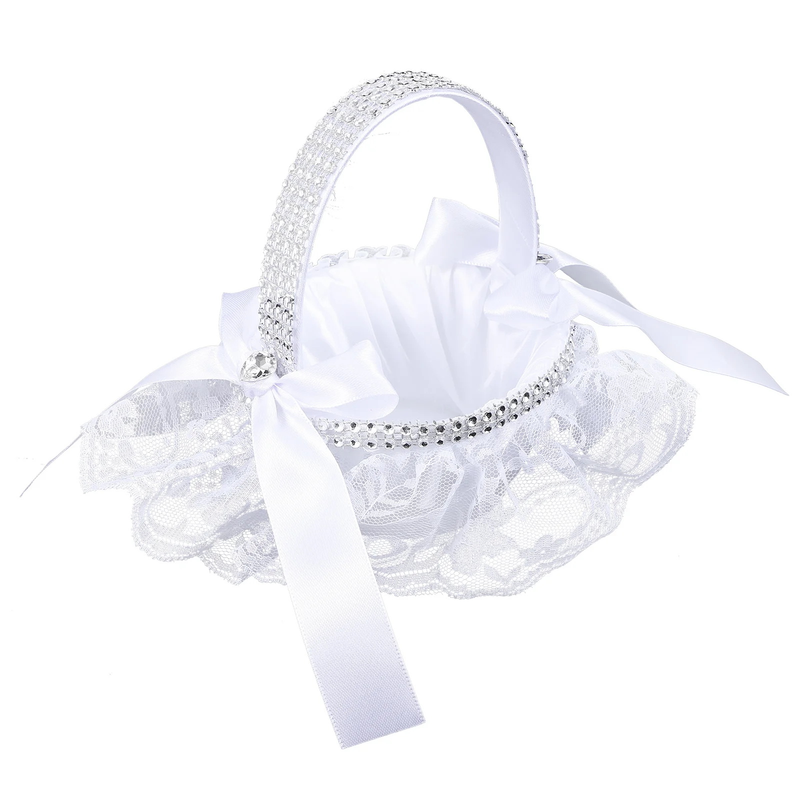 1 قطعة زهرة فتاة الدانتيل الأبيض تصميم الزفاف زهرة الحاويات لبتلات الحلوى تخزين ديكور حفل الزفاف العرض #2