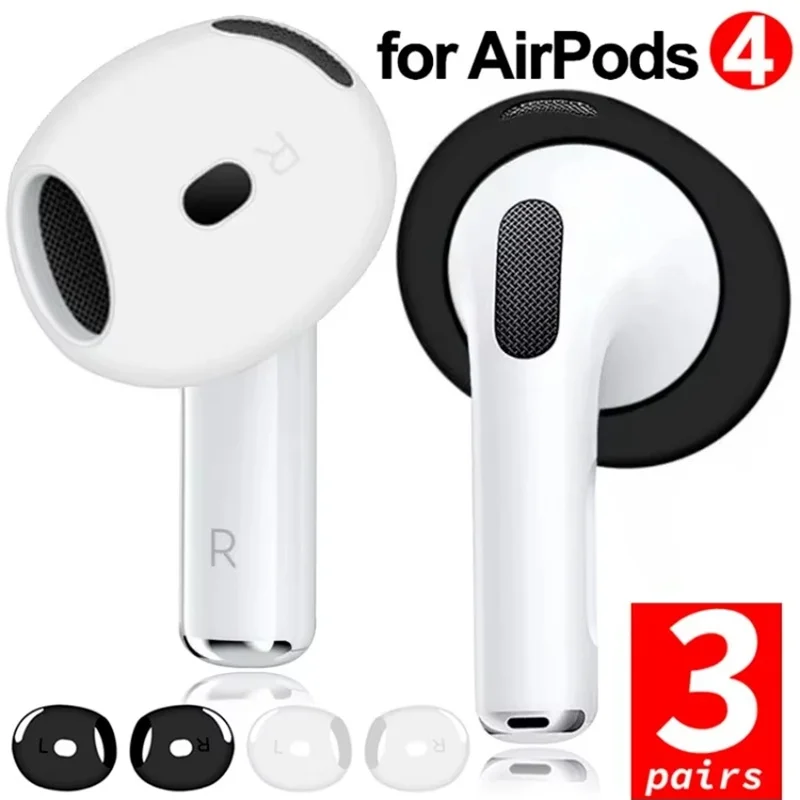 3 Paar rutschfeste Schutz-Ohrstöpsel für AirPods 4, dünne Silikon-Ersatz-Ohrabdeckungen, Kopfhörer-Zubehör-Set, weiche Passform