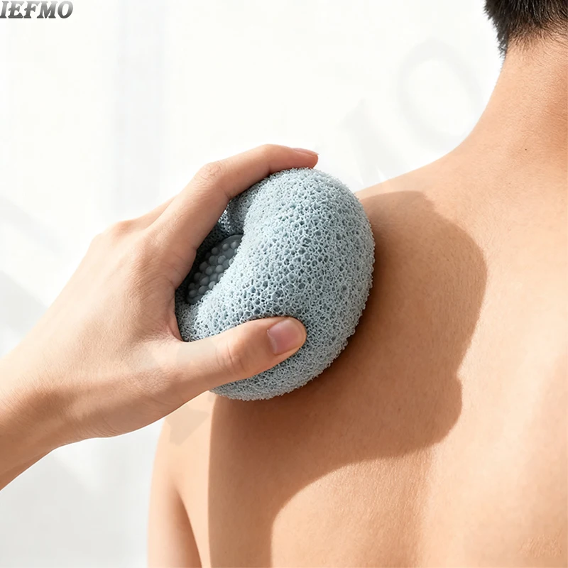 Esponja de esponja de baño exfoliante con ventosa, depurador corporal de limpieza profunda para ducha, correa trasera reutilizable para hombres y mujeres