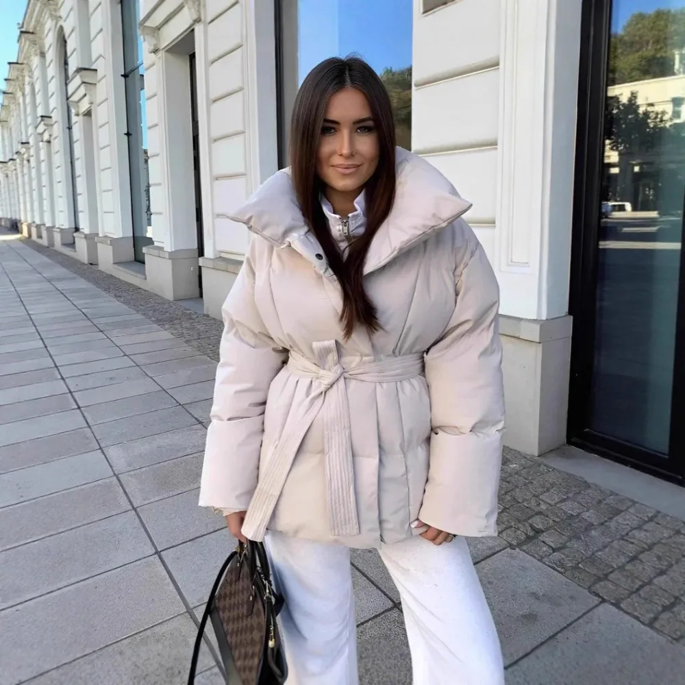 2026 Women's Clothing Independent Station Keeps Warm and Closes The Waist Long Sleeves Tie The Waist Loose Clothes Fashionable