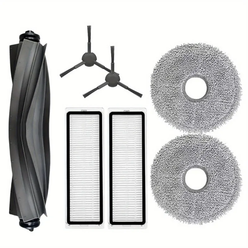 Parts For Dreame Bot L10 Prime Replacement: 1 Main Brush, 2 Side Brushes, 2 Filters, 2 Mop Pads