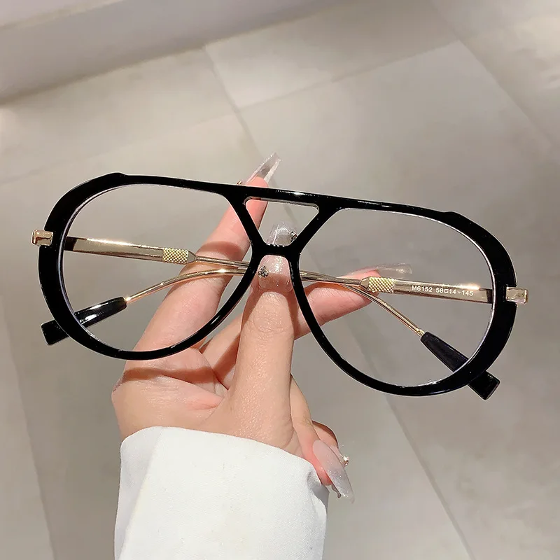 Big Frame Vintage Pilot Sunglasses Women For Men Luxury Brand Designer Sun Glasses Popular Outdoor Punk Double Bridge Shades