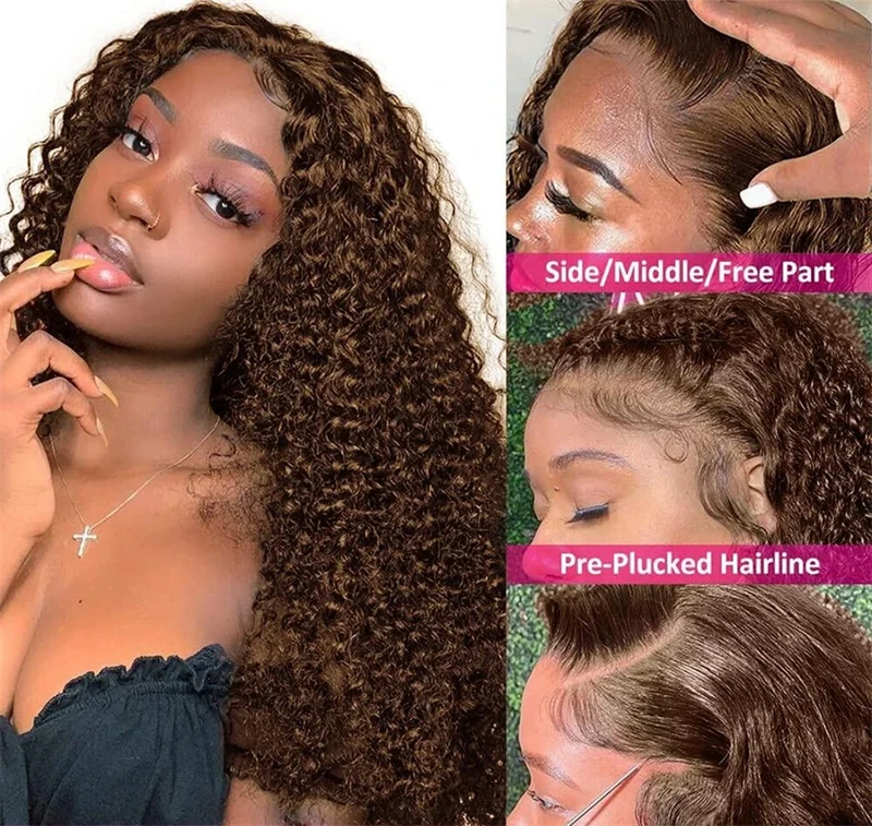 

Human Hair Chocolate Brow Curly Body Wave Lace Front Wig Brazilian 13x4 Lace Frontal Huamn Hair Wigs For Black Women