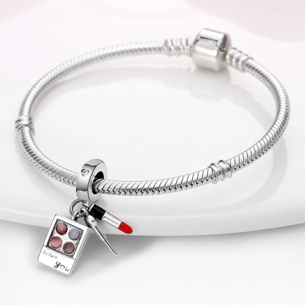 

Charms Plata 925 Lipstick Eye Shadow Beads Fit Original 925 Bracelets Charms for Women Jewelry DIY Making Gifts