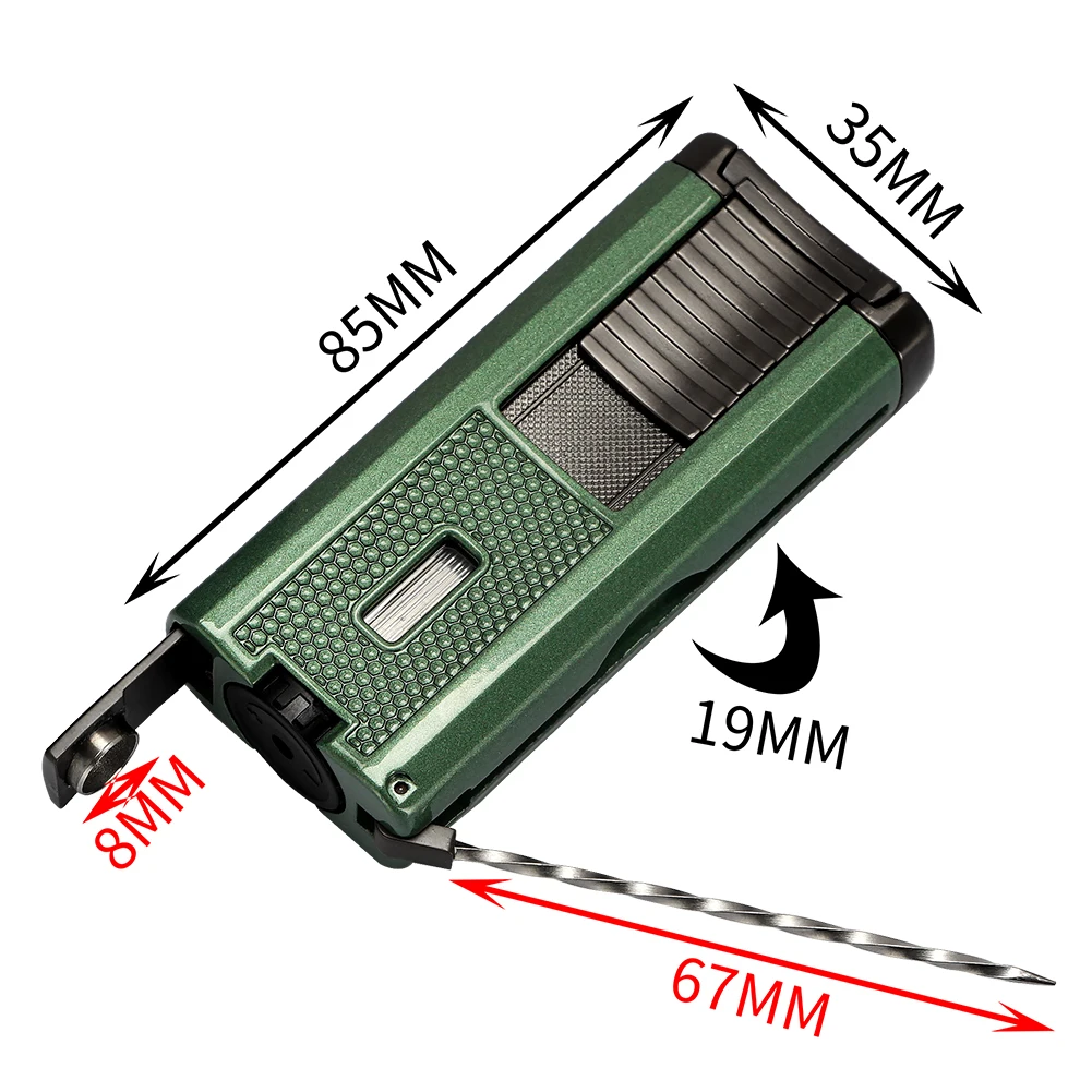 LUBINSKI Cigar Lighter Butane Gas Torch Blue Flame Jet Lighters With Needles Driller Metal Cigar Cutter Guillotine