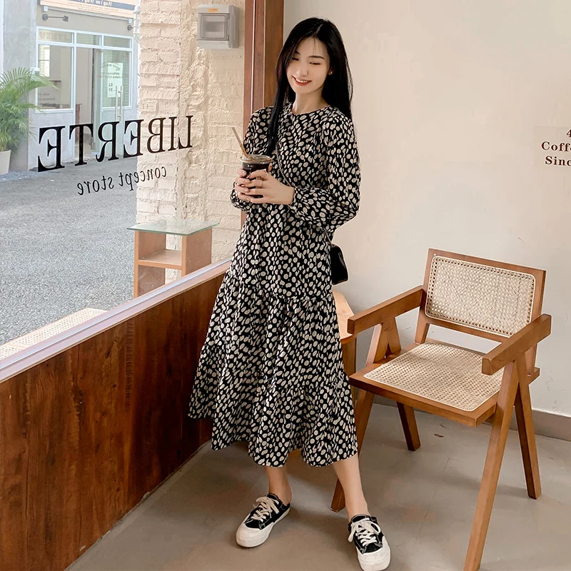 Long Sleeve Floral Dress Early Autumn Clothing 2023 New Winter Fried Street Senior Fashion plus Size Women