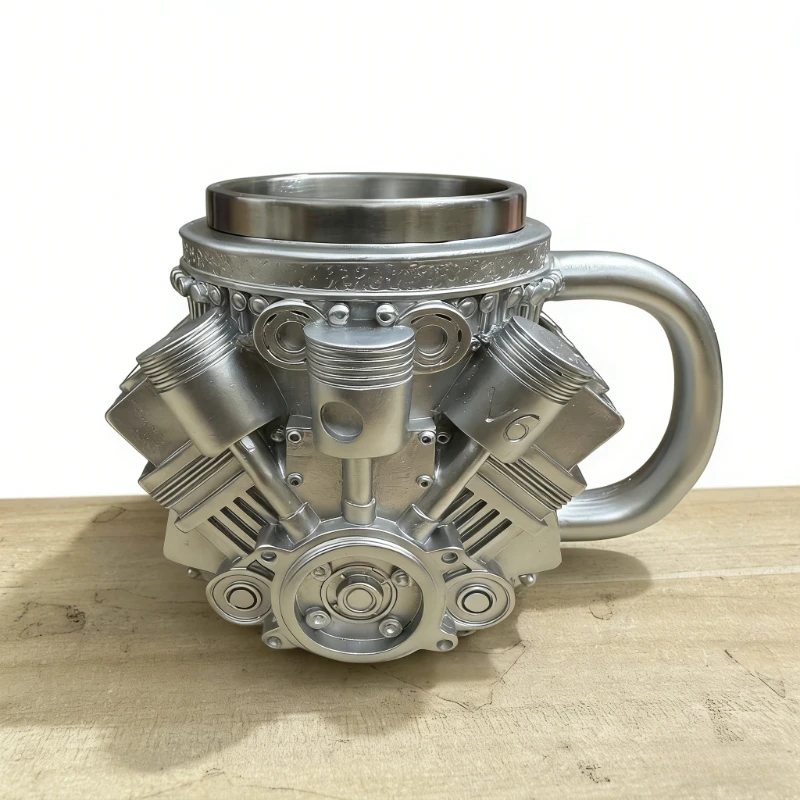 V8 Engine Design Stainless Steel Insulated Double-Wall Mug Cup for Hot And Cold Beverages Coffee Tea Drinkware