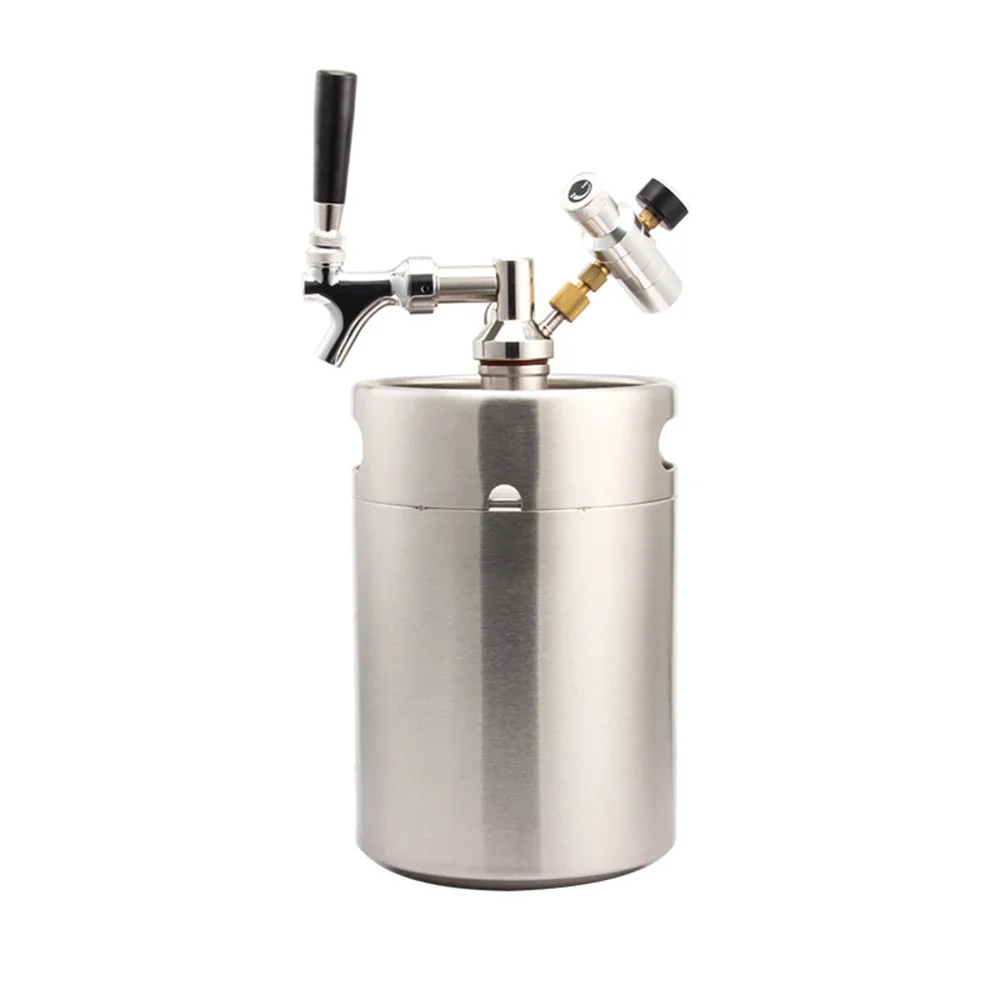 5L Mini Beer Keg Home Brewing Beer Growler,Stainless Steel Premium Kegs Mini Kegerator Craft Beer Dispenser Use 8g CO2 Cartridge