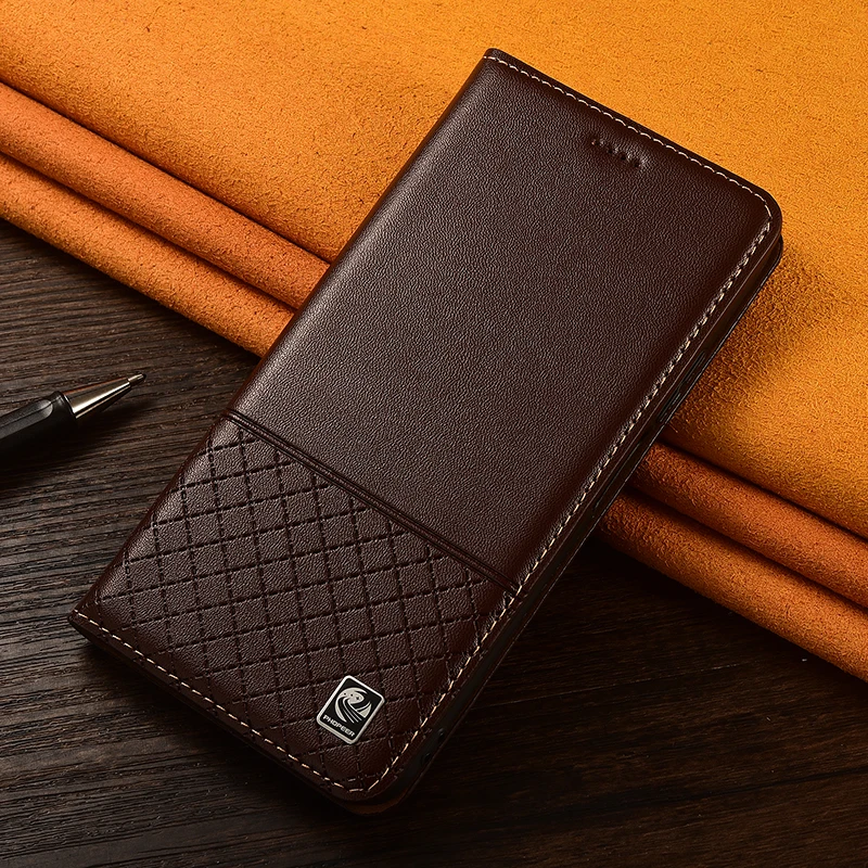 ل ZTE Redmagic 5G 6 6S 7 7S 8 8S 9 9S 10 5S Pro Plus Air Napa أدناه شبكة نمط من جلد طبيعي جراب هاتف جلد البقر #6