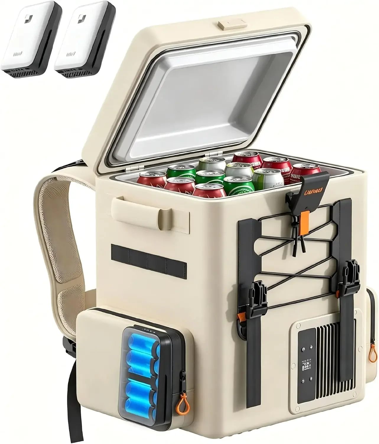 12 Volt Portable Refrigerator with 2 U20 Batteries,20L/21QT Car Fridge, Portable Freezer (-4℉~68℉),Compressor Cooler with 12V/24