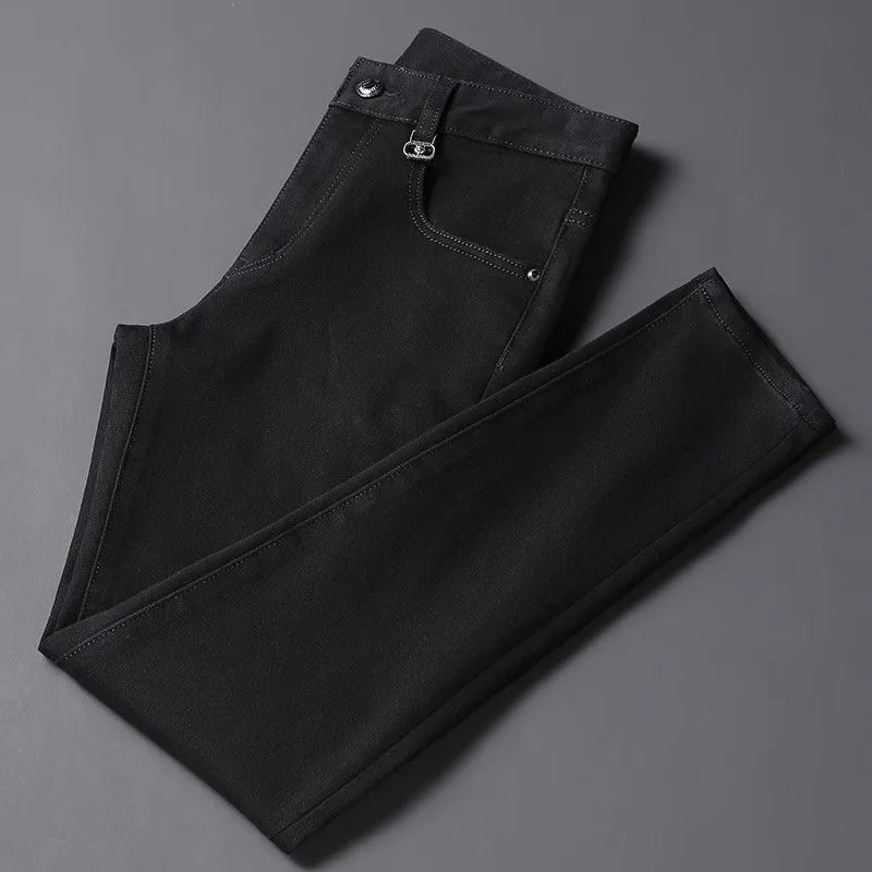 

Осень и весна, новый модный тренд, однотонные спортивные прямые джинсы в стиле ретро, мужские повседневные удобные джинсовые брюки высокого качества