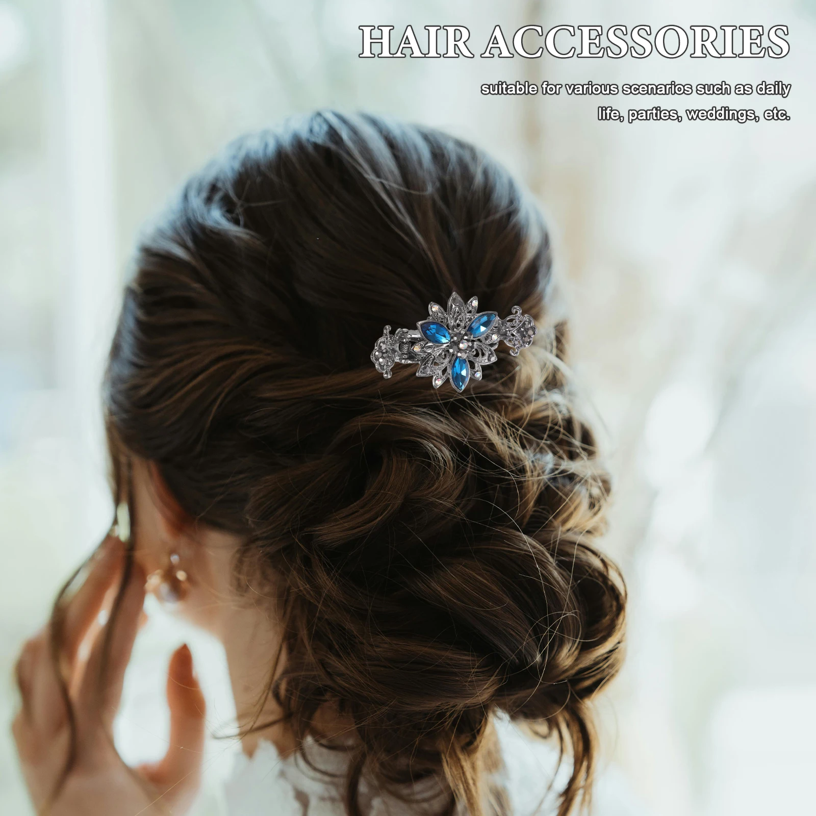 

Vintage Hairpin Elegant Clip Evening Wedding Pins Chignon Flower Alloy Bridal Girl Accessories