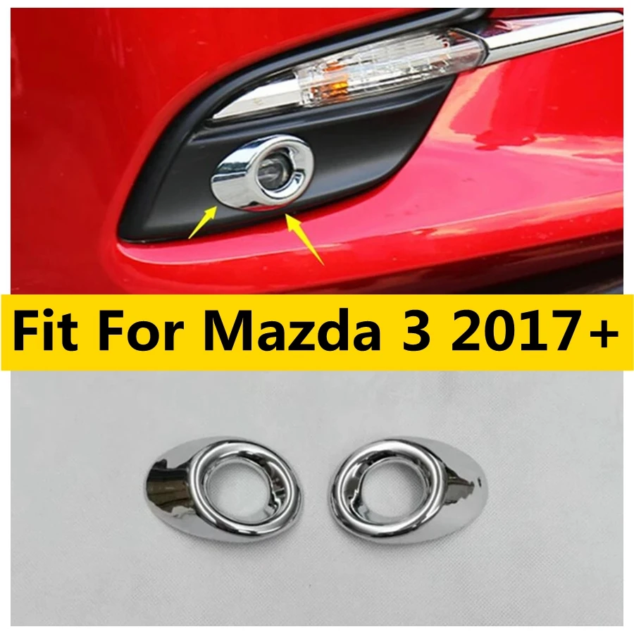 

Chrome Front Fog Lights Lamps Decoration Sticker Ring Cover Trim Exterior Accessories Fit For Mazda 3 2017 2018