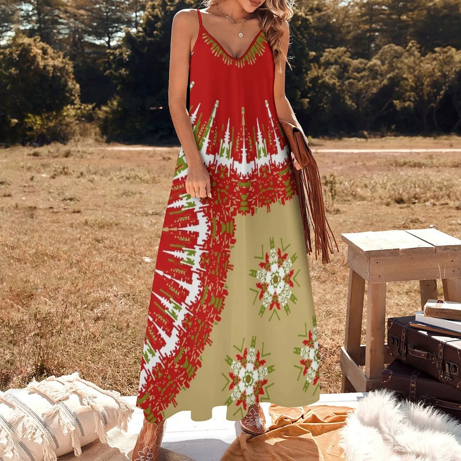 Christmas , Mandala, Snow Flakes Sleeveless Long Dress woman dress dress women elegant luxury