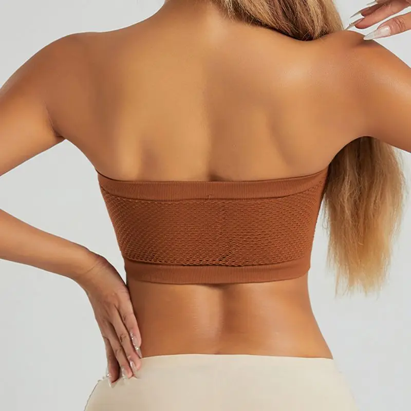 Women's Plus Size Gather Exercise BraStrapless Front Closure Bandeau Bra Seamless Wireless Bralette Tube Top