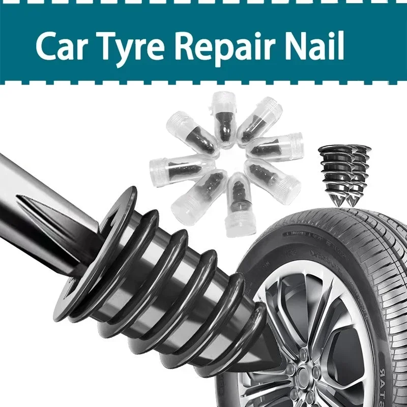 Car Tyre Repair Nails Kit, Easy Operation, High-Quality Rubber, Hard & Wear-Resistant, Emergency Tire Puncture Fix Tools