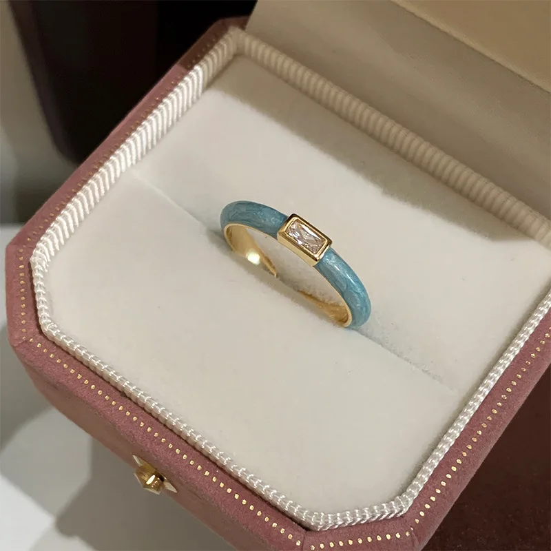 PANJBJ 925 Sterling Silber Goldene Blumenringe für Frauen, Tropfenglasur, Pflanzenmotiv, unregelmäßig, verstellbar, süßer Schmuck, Geschenk, Dropshipping – Detail 12