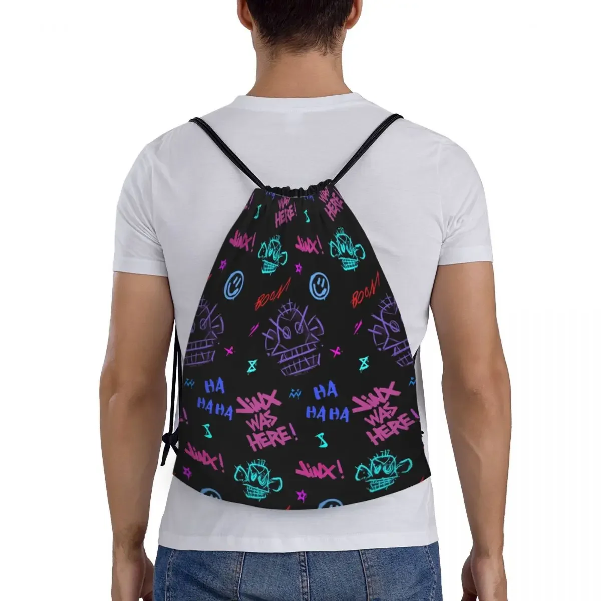 League Battle Game ATIONS End Arcane Proximity Wstring Sac à dos pour femme, sac de sport pour homme, Jinx Monkey Graffiti Shopping Sackpack