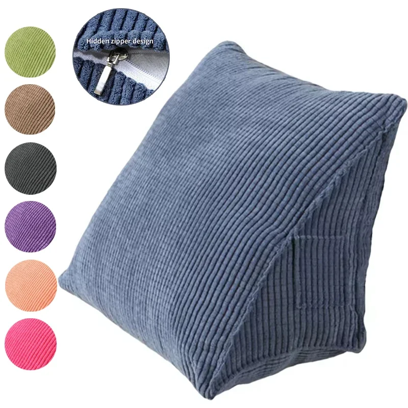 Triangle Pillow Pillow with Zip Pocket Triangle Wedge Bolster Non-slip Small Back Support Pillows for Office Home Bed Sofa 쿠션