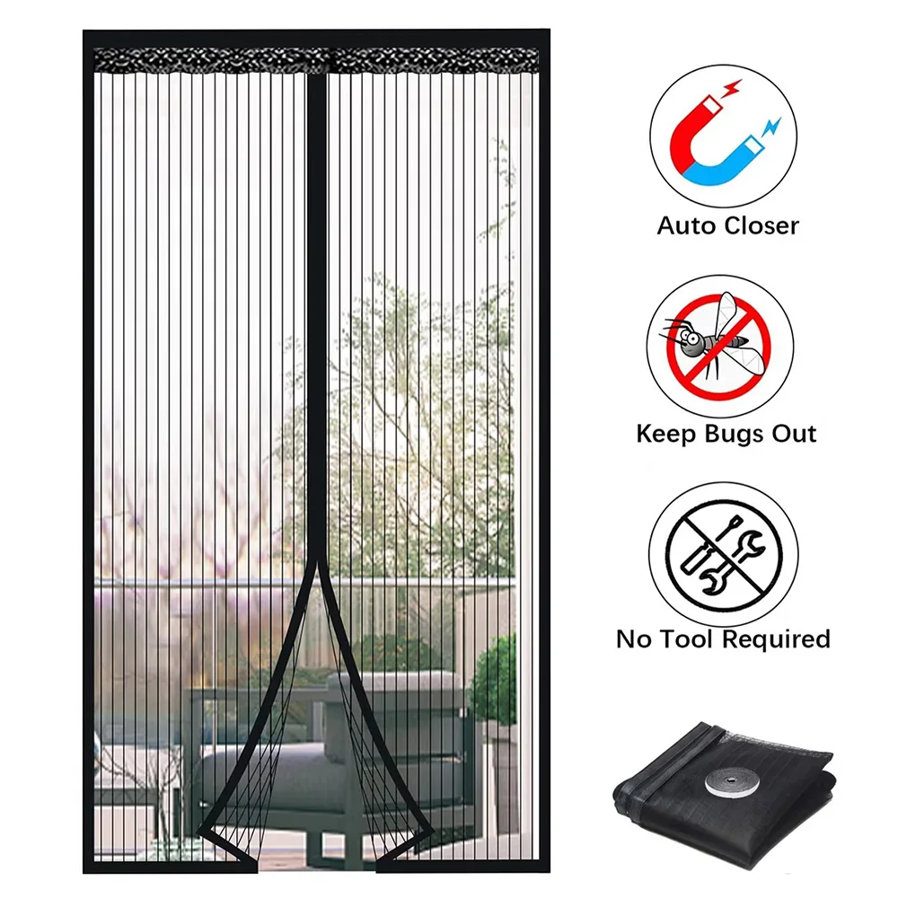 Mallas Antimosquitos con Cierre Automático Magnético, Malla Antimosquitos Invisible para Puerta, Cortinas de Ventilación para el Hogar, Malla Magnética