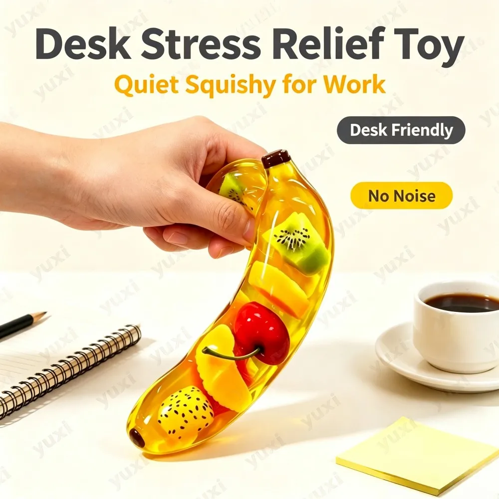 Elastic Banana Gummy Toy With Soft And Comfortable Squeezing Texture Suitable For All Ages Ideal For Anxiety Relief Toys