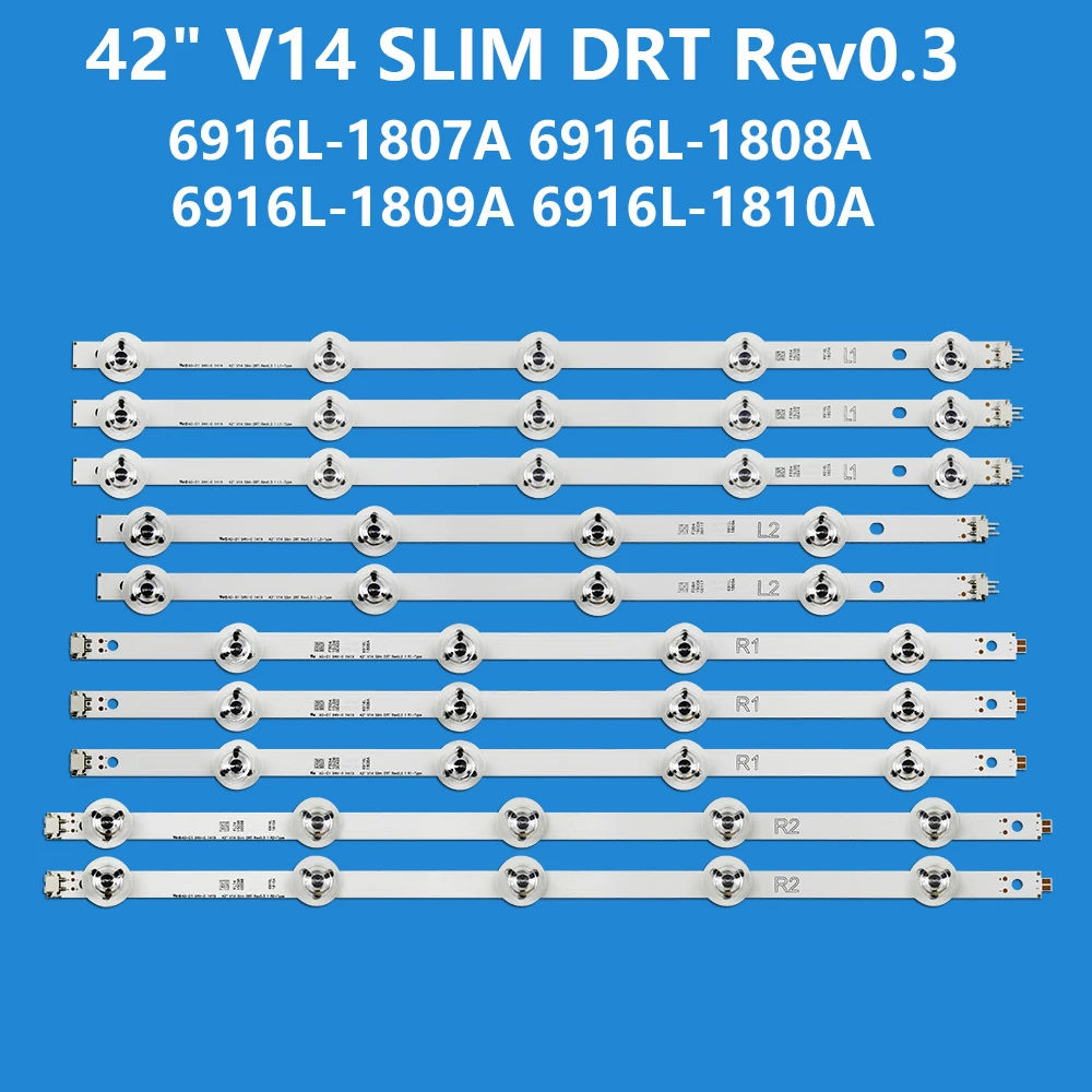 10pcs LED Backlight bar for Panasonic TX-42AS750E TX-42AS740E TX-42AS740B TX-42AS650B 6916L-1807A 1808A 1809A 1810A