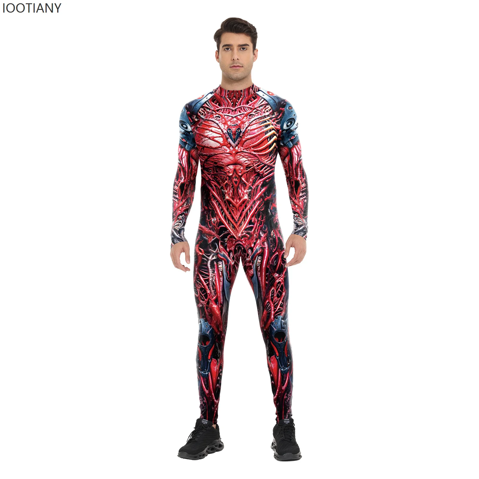 

Men's Mech Warrior Mechanical Body Bodysuit Steampunk Role Play 3D Printing Halloween Carnival Party Elastic Tight Costume 2025