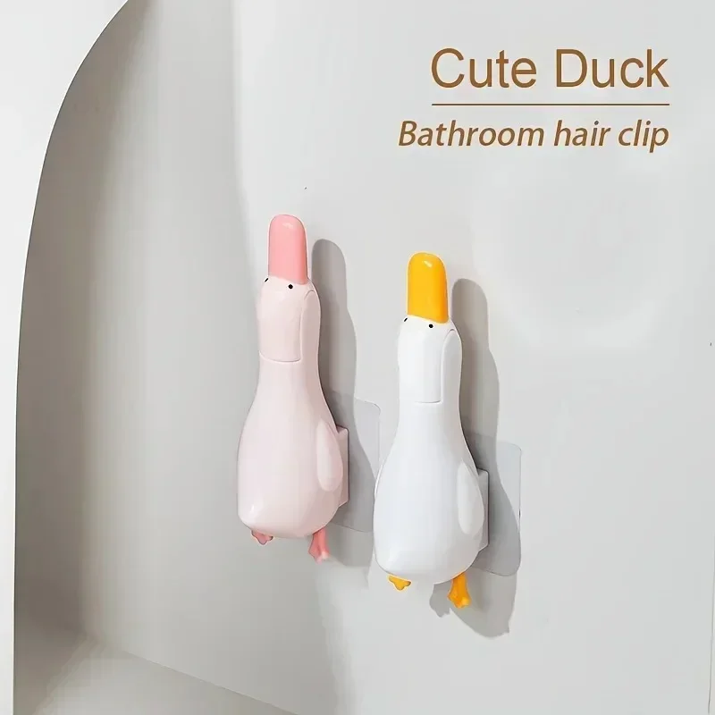 1/2pcs Cute Duck Garbage Clip Multiple Functions Household Cleaning Tools For Bathroom Hair Cleaning Stain Removal Drainage Hole