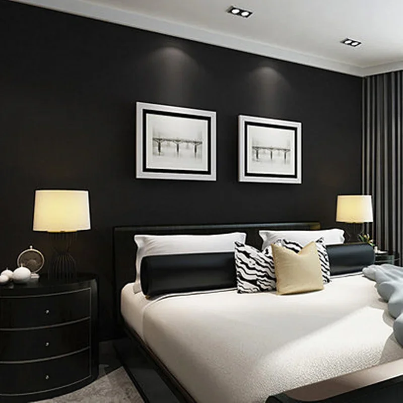 Silk black frosted ceiling wallpaper pure black fashion personality simple clothing store full shop decoration wallpaper