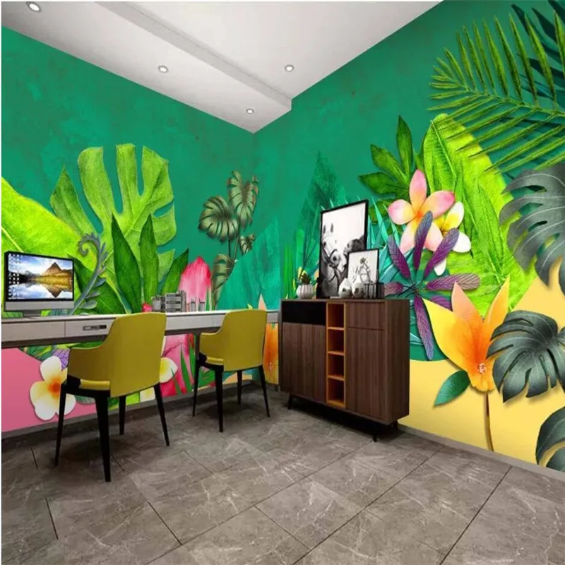 

Large Green Fresh Tropical Plants Whole House Background Mural Wallpapers for Living Room Bedroom Walls 3D Wall Paper Home Decor