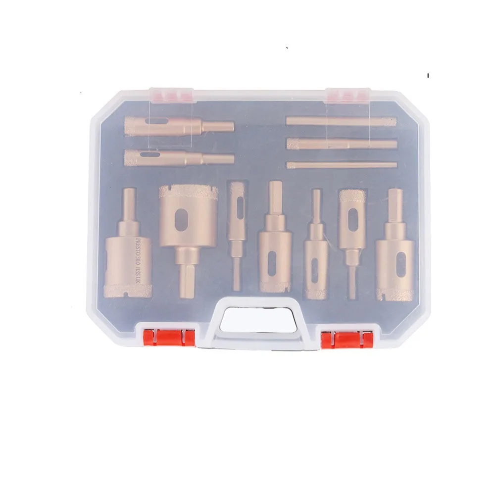 

12PCs/Box Wet And Dry Use Brazing Core Drill Bit Set M10 Drilling/Hole Hand Drill Hole Opener No Slipping Hexagonal Shank