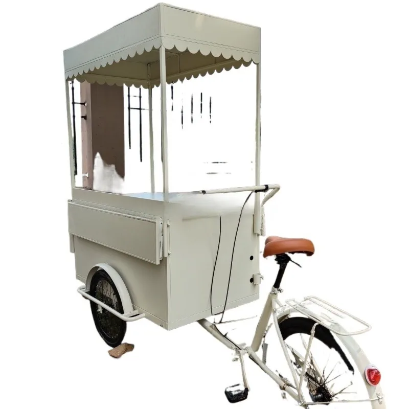 عكس سيارة كشك ثلاثية العجلات على شكل حمار تبيع كشك عرض السوق الليلي في الهواء الطلق ذو المناظر الطبيعية الخلابة تعزيز تعويم الشاي بالحليب