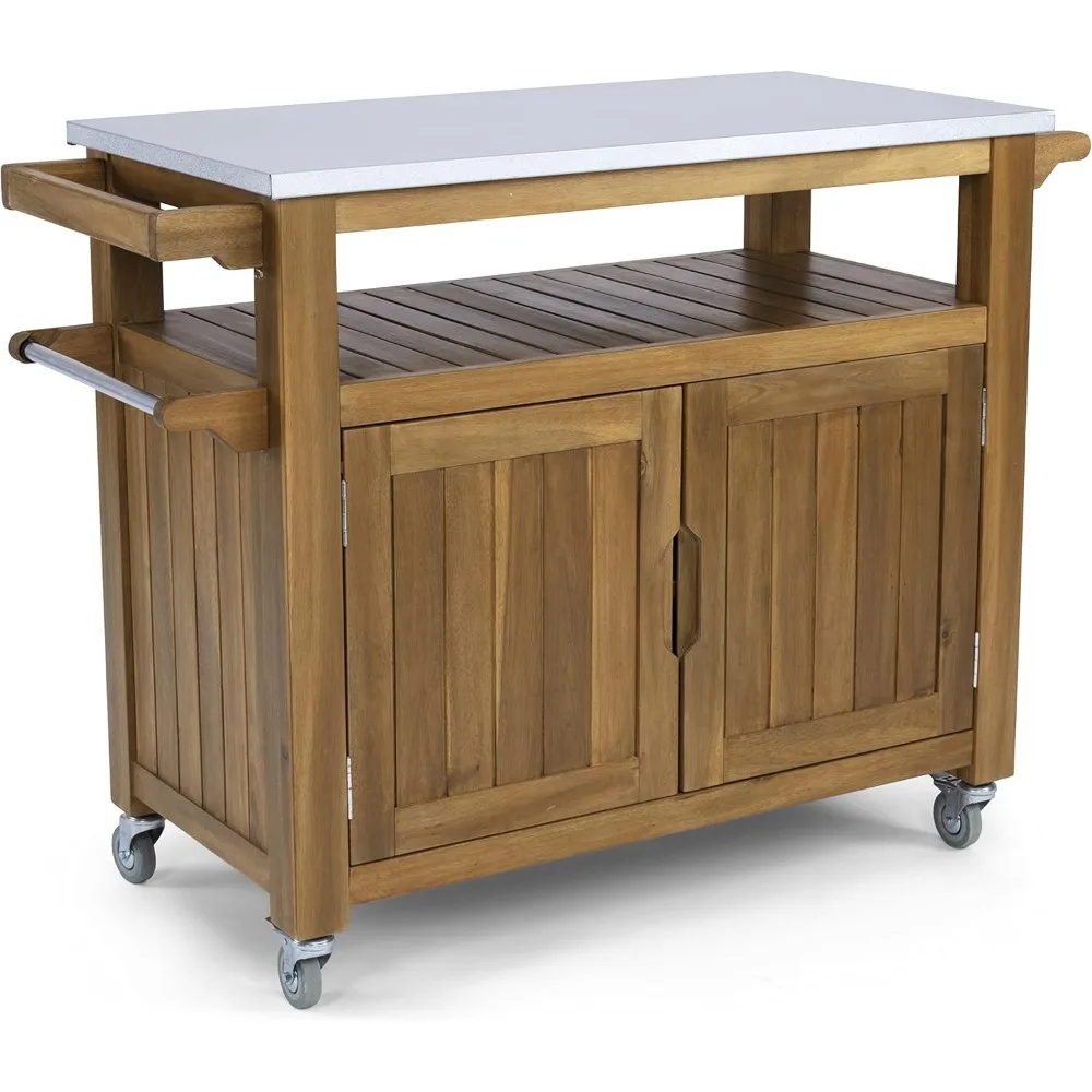 Wooden kitchen cart，Brown Outdoor Cart