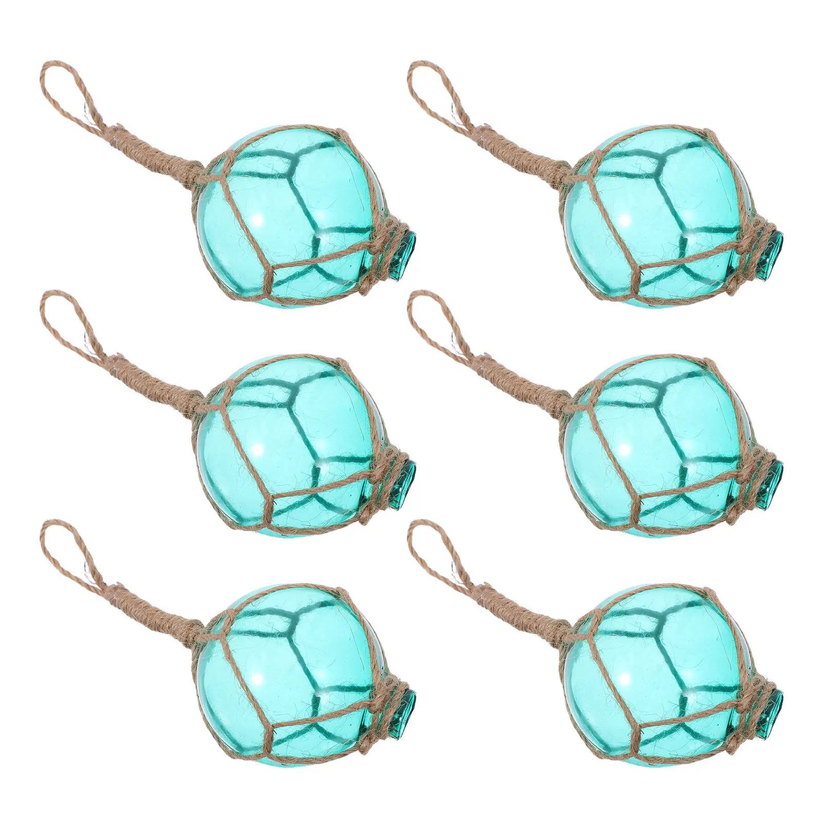 6Pcs Green Glass Fishing Float Nautical Beach Decorative Ball Vintage Hanging Buoy Outdoor Garden Pool Wedding Ornament