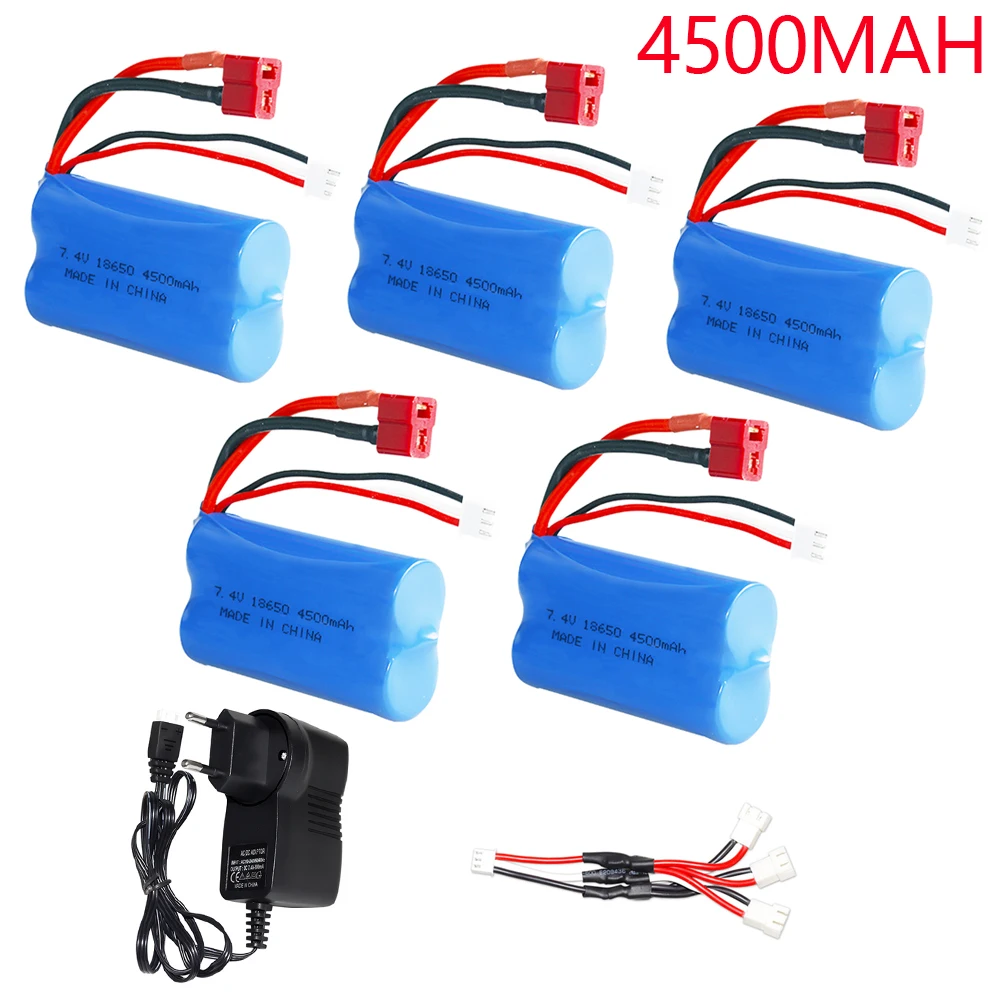 7.4V 4500mAh Lipo Battery 18650 with Charger For 9125 144001 Remote Control Rc Car Spare Parts upgrade 7.4v 4500mah Lipo Battery