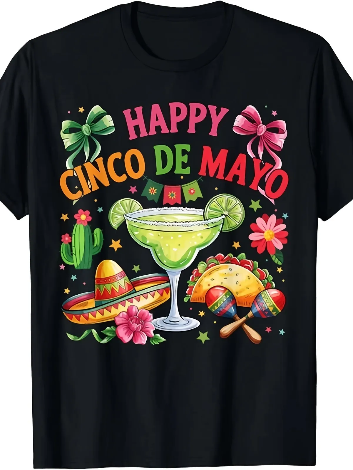 

Cinco De Mayo Fun T-Shirt with Margarita and Taco Design