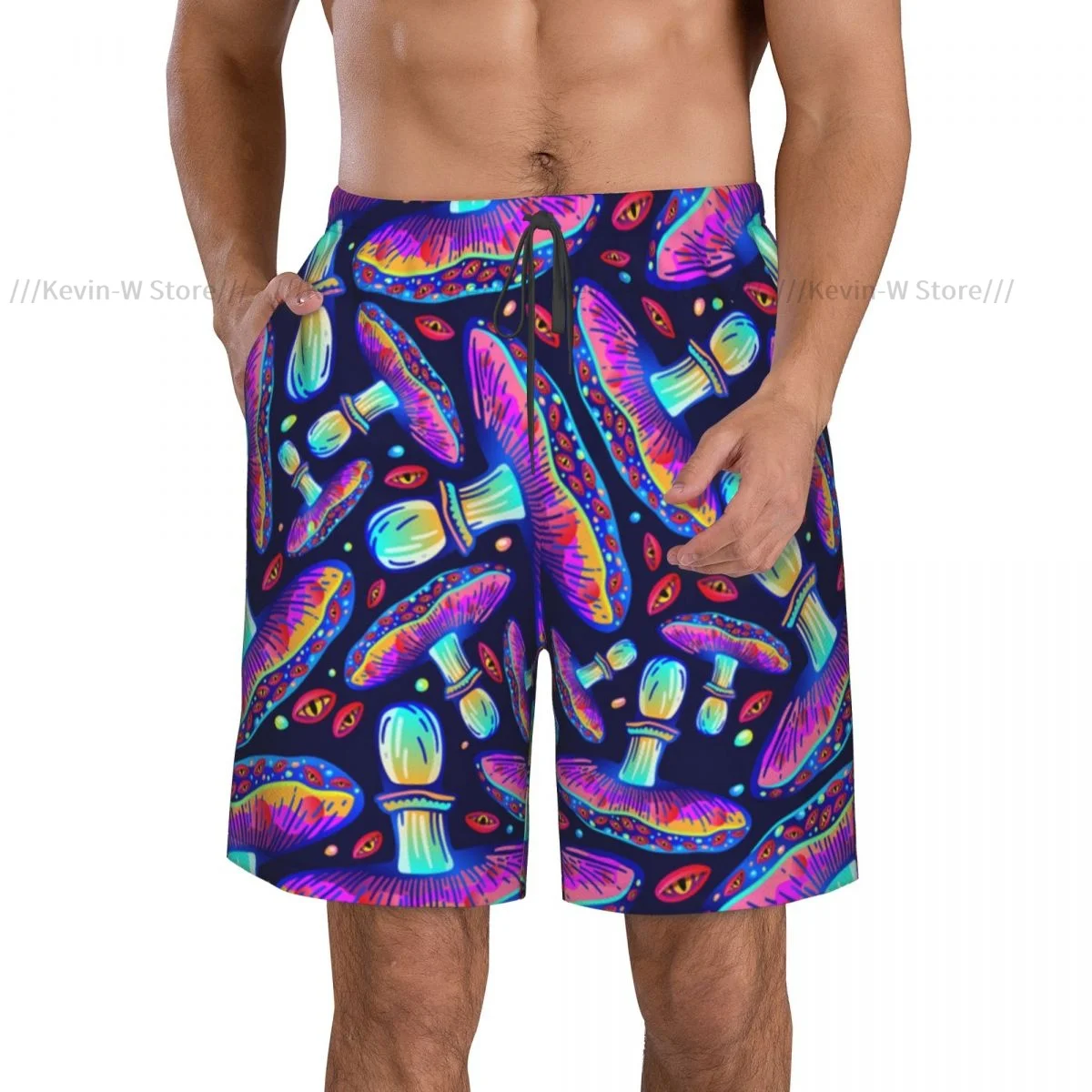 Mens Quick-drying Beachwear Big Eyed Fly Agaric Mushrooms Swimsuit Men 2022 Bathing Suit Summer Men's Swimwear