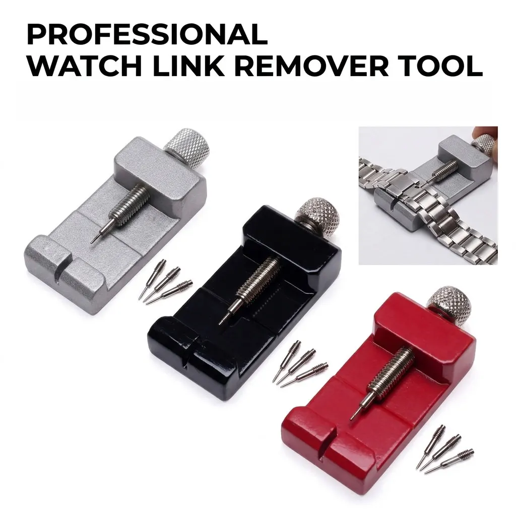 1 Pcs Watch Band Bracelet Strap Pin Remover Adjuster Connection Opener Holder Tool With Replacement Pins For Watchmaker Tools