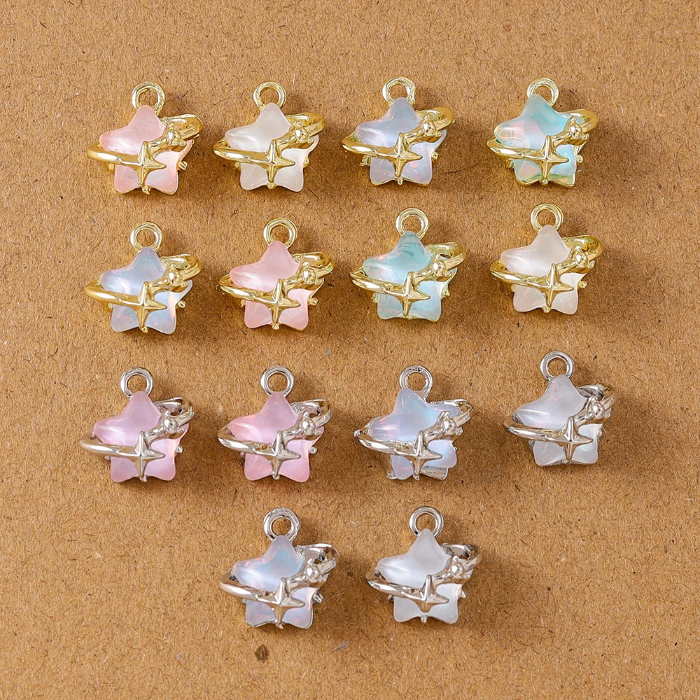 5 قطعة 13*13 مللي متر لطيف الأحجار الكريمة كريستال دلاية شكل نجمة جالبة للحظ لصنع المجوهرات أقراط قلادة سوار ذاتي الصنع إكسسوارات لوازم #1