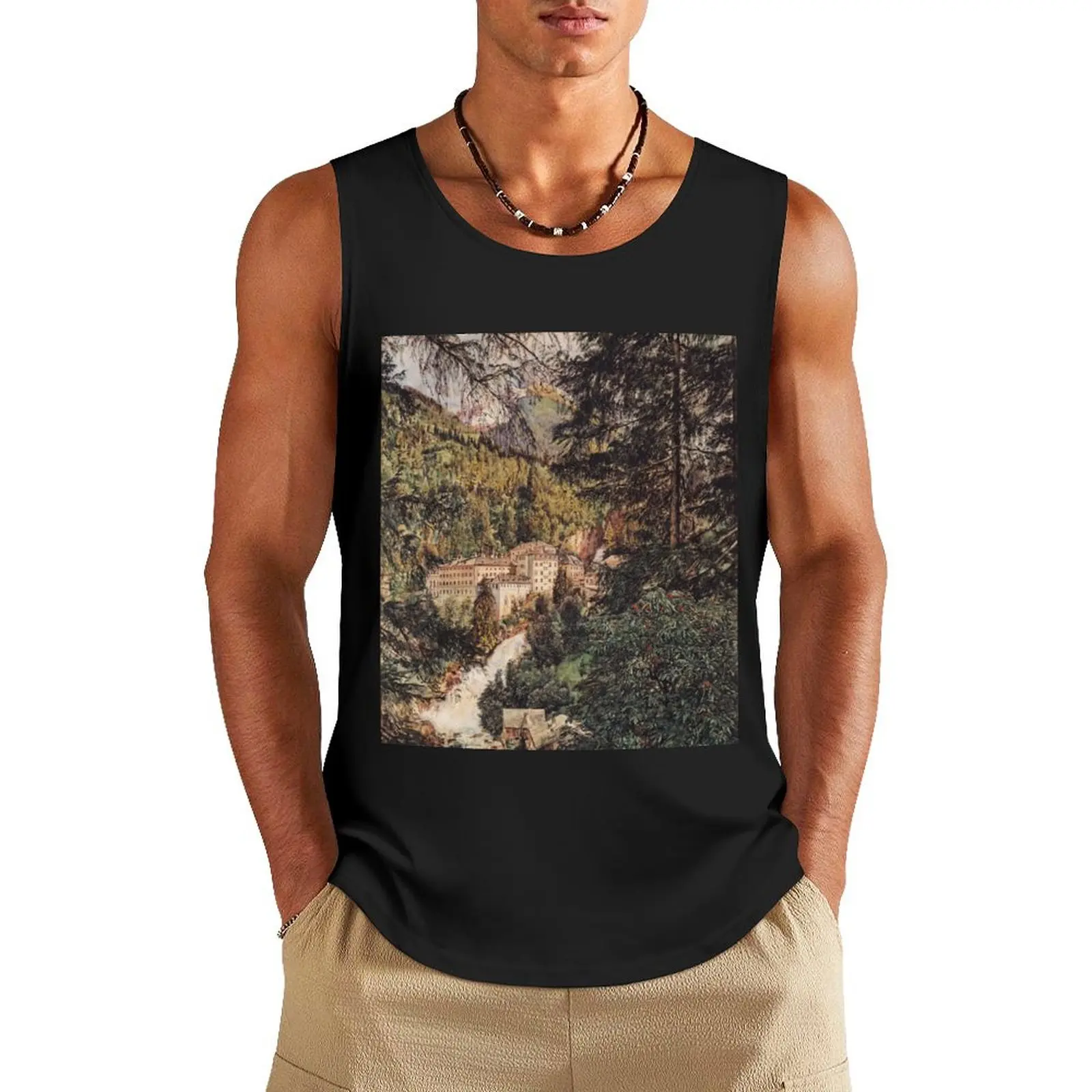 

View of Bad Gastein - Rudolf von Alt - 1888 Tank Top fitness T-shirt man vests for men Men's clothes