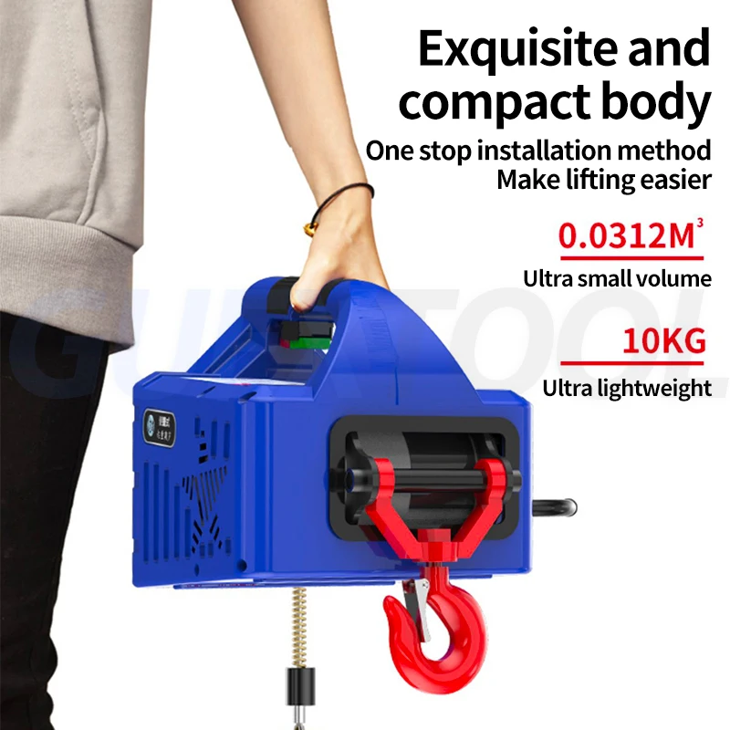 ポータブル電気ホイスト,220V,電気リフティングツール,リフトチェーン付き,家庭用 電動ホイストポータブル電動ホイスト家庭用クレーンリモコンチェーンクレーン電動揚重装置