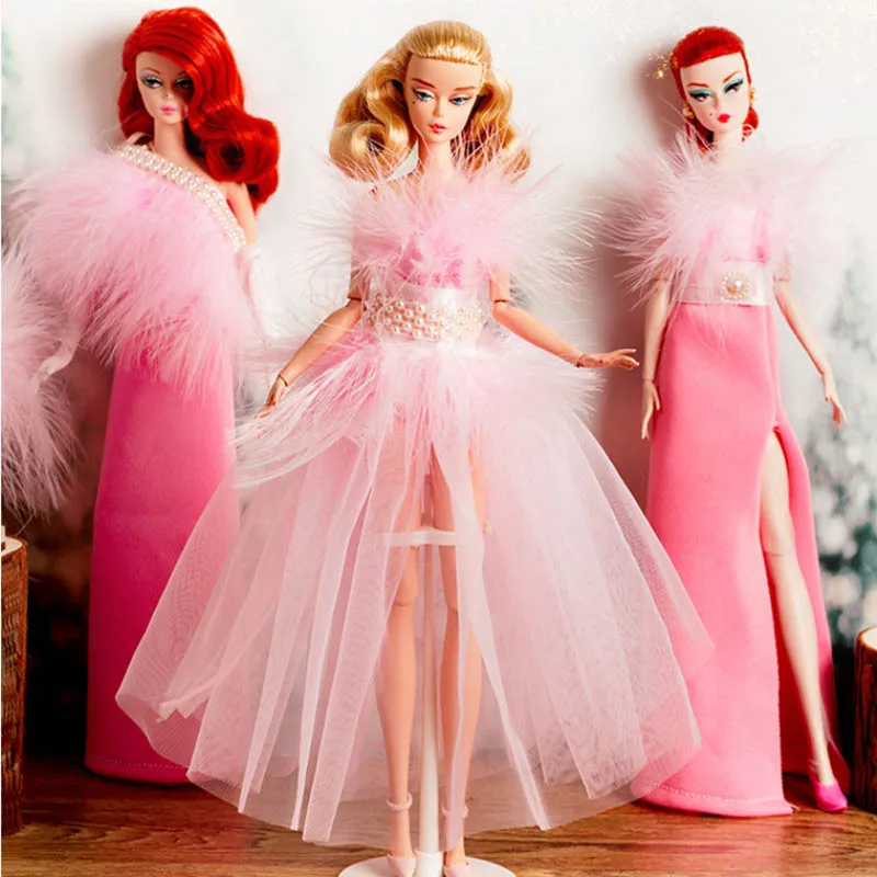 Robe de princesse rose douce pour fille, 30cm, vêtements de poupée de supermodèle, costume de fête, bricolage, accessoire de tenue de poupée, 1/6