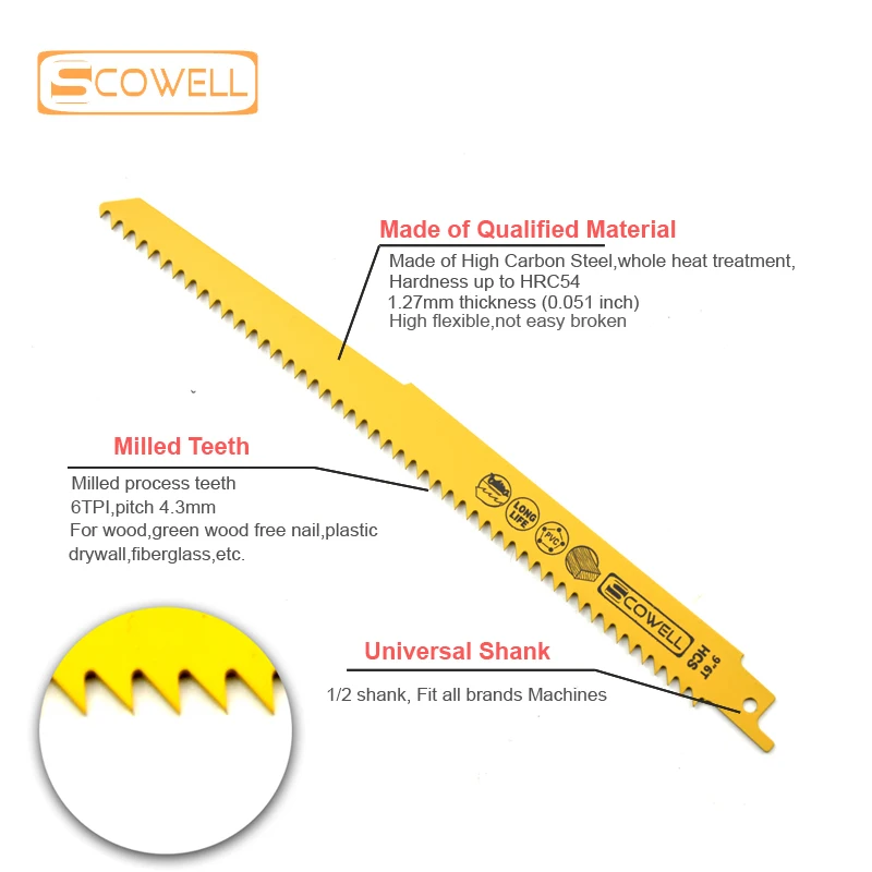 9INCH 5PCS Mixed Kit Reciprocating Saw Blades Sabre Multi Tools Saw Blades 5TPI,6TPI,10TPI 18TPI Mixed Machine Saw