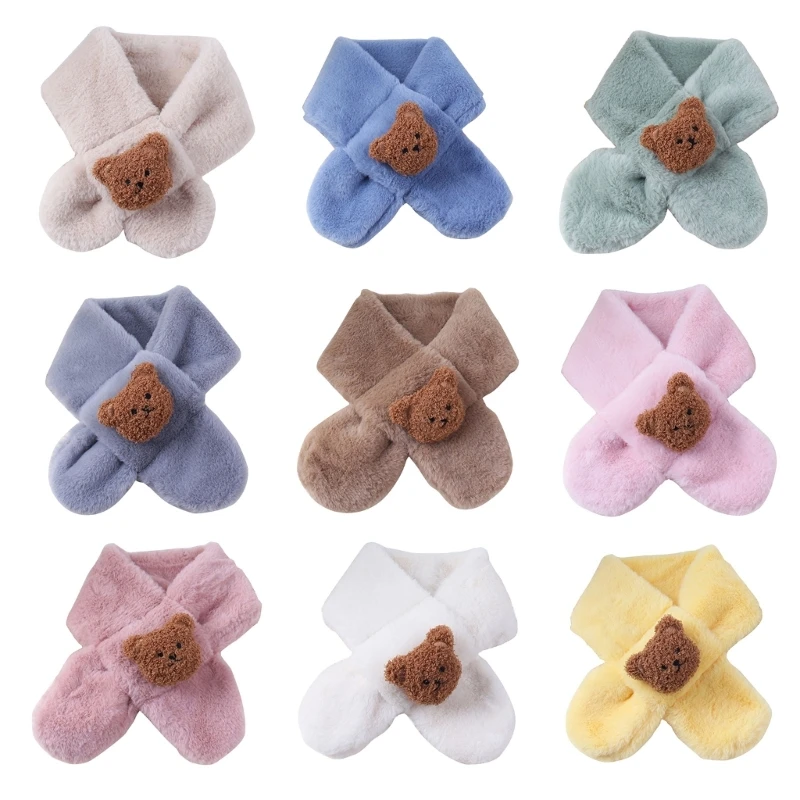 

Thicked Baby Scarf Cartoon Bear Neck Scarf Solid Color Children's Long Muffler