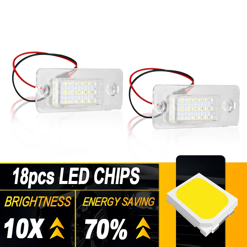 2Pcs 12V LED Number Plate Lamp For Audi A8 D3 2002-2010 White License Plate Light Assembly OEM# 4E0943021, E40943022