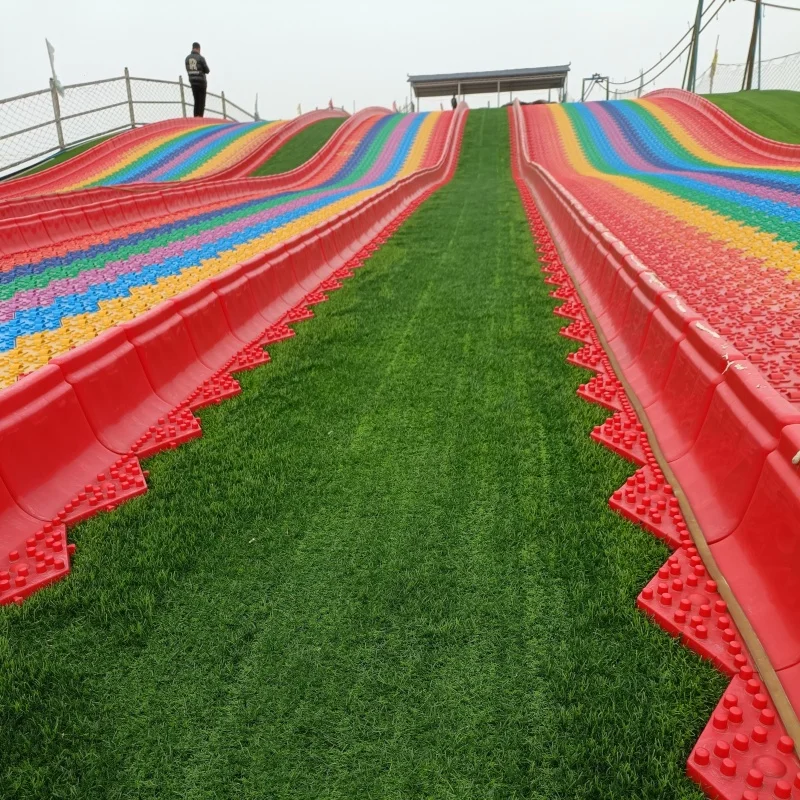 2027 Commercial Children Large Outdoor Playground Equipment Dry Slope Ski Track Rainbow Slide