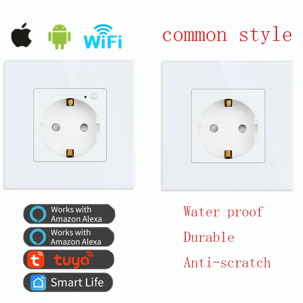 Smart Plug Wall Socket Wifi EU Standard 86*86mm Smart Power Monitor Sockets WIFI Socket Google Alexa APP Control