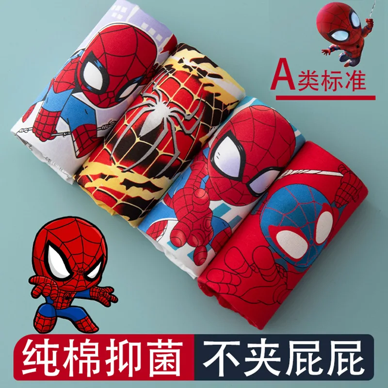 4Pcs/lot Miniso New Spider-Man Children Underpant Marvel Series Cool Breathable Brie Boy Underwear Cotton Boxer Shorts Gift